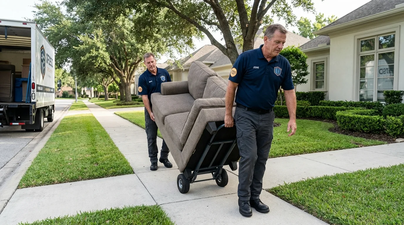 Local residential moving crew loading furniture in Duarte, CA
